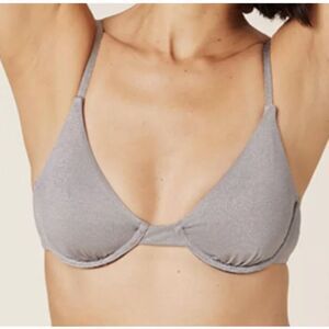 Andie Swim Sicily Bikini Top in Metallic Silver Size XS NEW